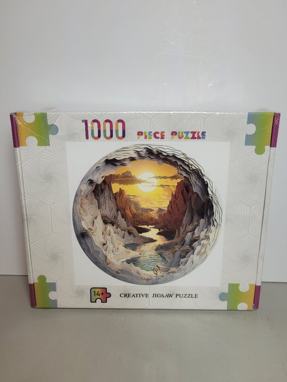 1000 Piece Round Jigsaw Puzzle 3D Visual Sunset Cave Canyon NEW